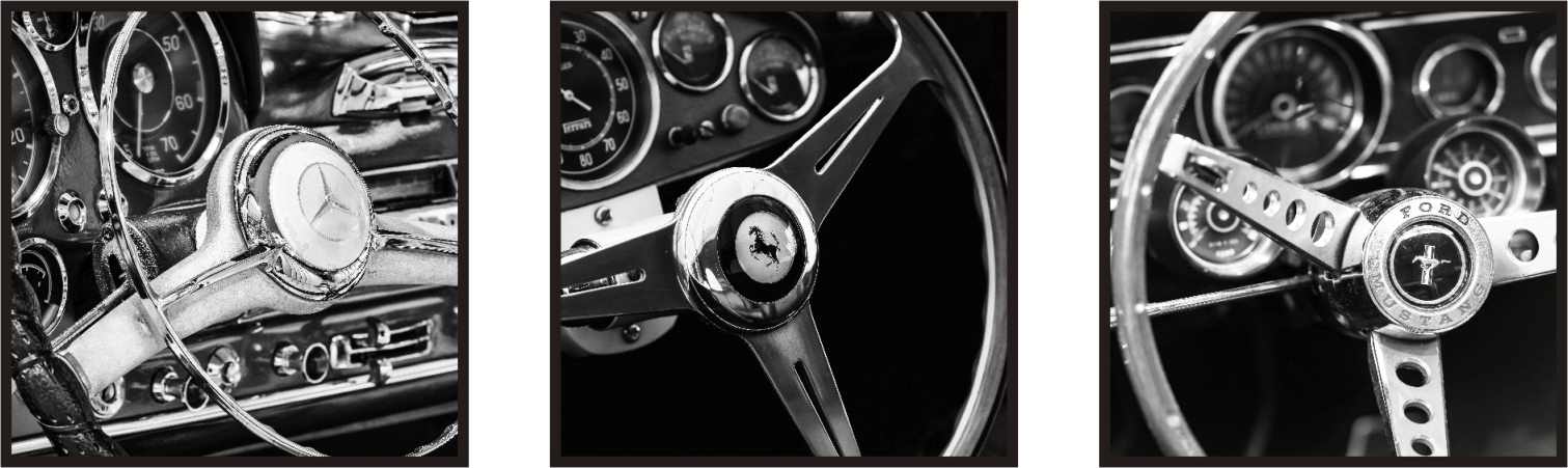 ASP002 Wall Décor art on acrylic PVC steering wheels set of 3